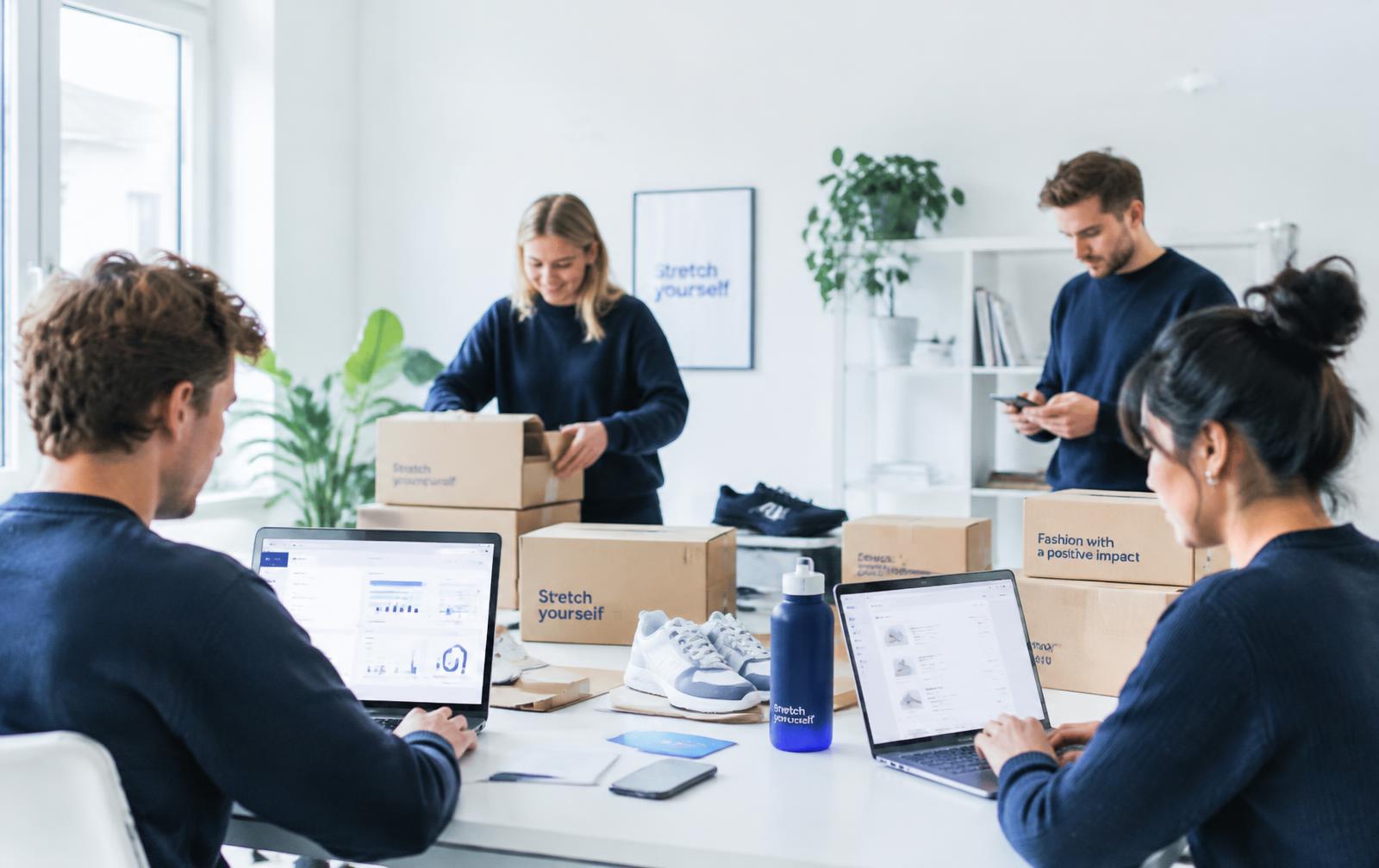 Het team van Social Roots aan het werk met webshop-dashboards en pakketten